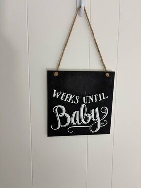 Black "Weeks Until Baby" Chalkboard Wall Sign